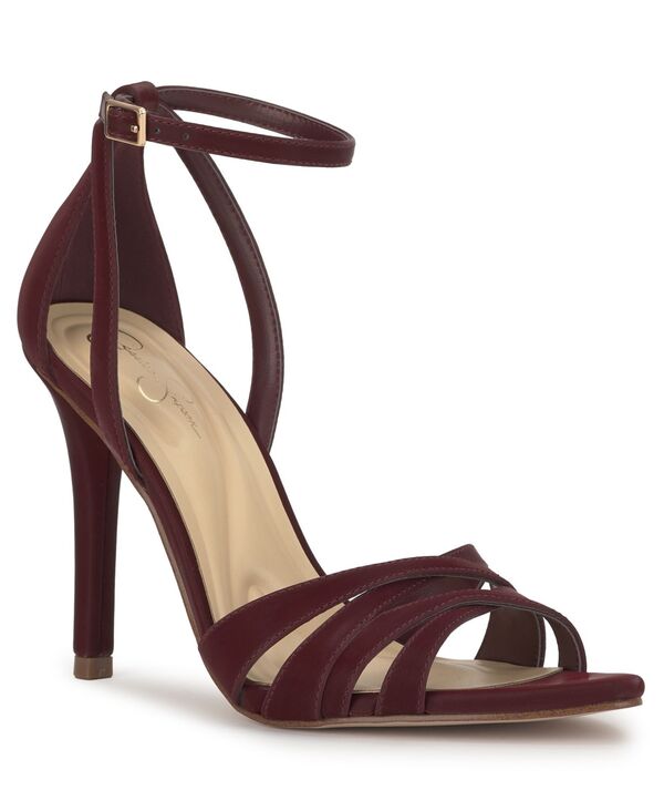 ジェシカシンプソン レディース シューズ サンダル Jessica Simpson Women's Calisa Strappy Stiletto Dressandals Dark Cherry Sateen｜ReVida 店