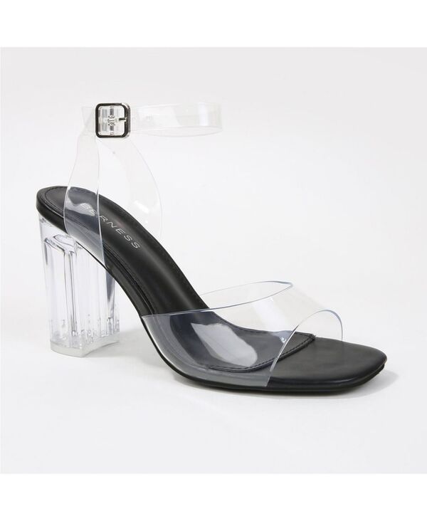 バーネス レディース シューズ サンダル クリアストラップ ヒール BERNESS Women's Navi Clear Strap and Block Heel Sandals Black ブラック｜ReVida 店