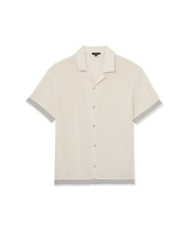 レイス メンズ トップス シャツ REISS Men's Aliso Crochetape Cuban Shirt Off White オフホワイト|ReVida 店