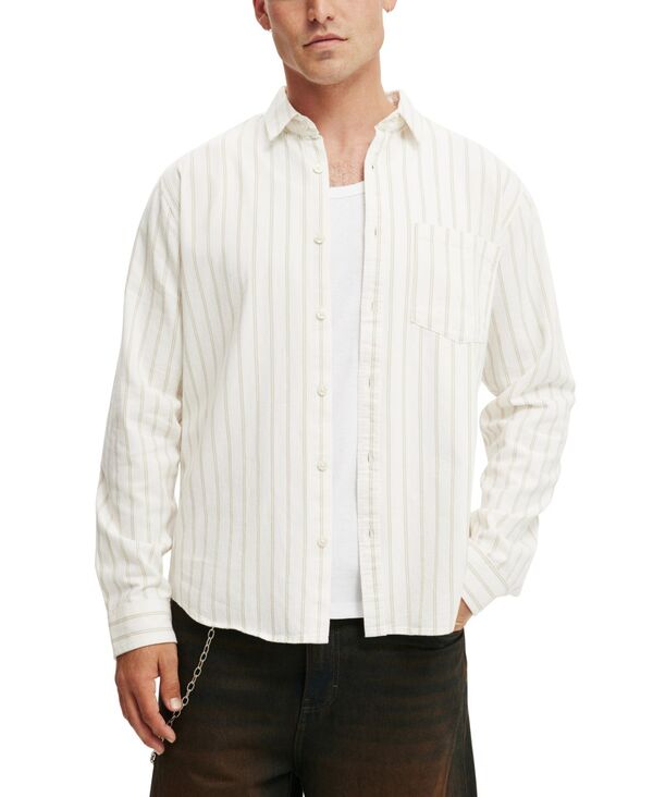 コットンオン メンズ トップス シャツ 長袖 COTTON Men's Luca Long-Sleeve Shirt Off-white オフホワイト｜ReVida 店