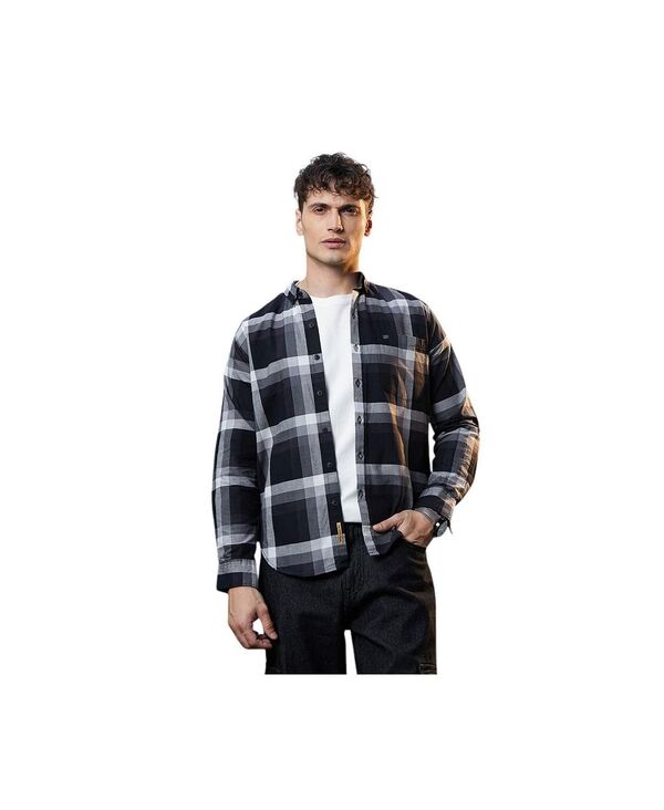 キャンパスストラ メンズ トップス シャツ Campusutra Men's Onyx Pixelated-Check Relaxed Shirt Black ブラック｜ReVida 店