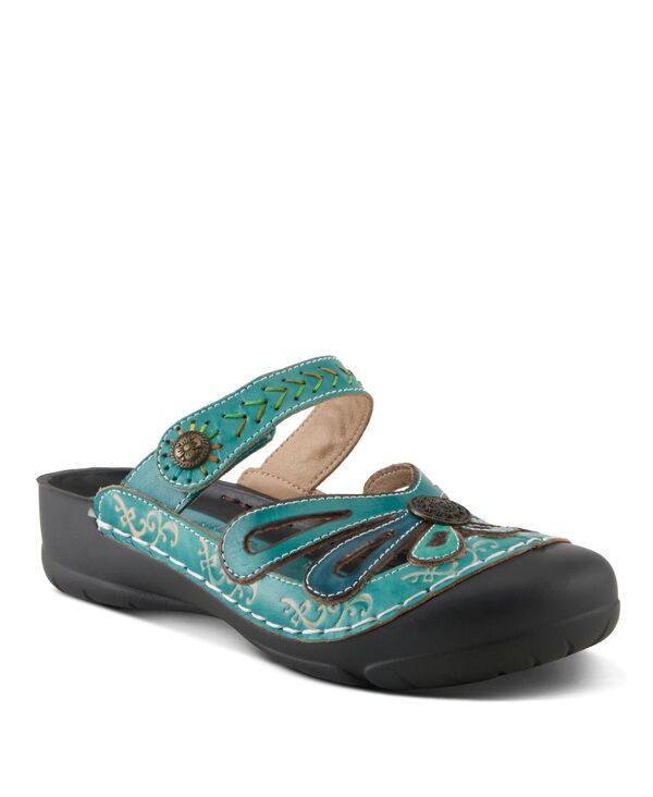 ラリティステ レディース シューズ スリッポン・ローファー 背中開き L'Artiste Women's Copa Backlesslip-On with Laser-Cut Detail Turquoise multi ターコイズ｜ReVida 店