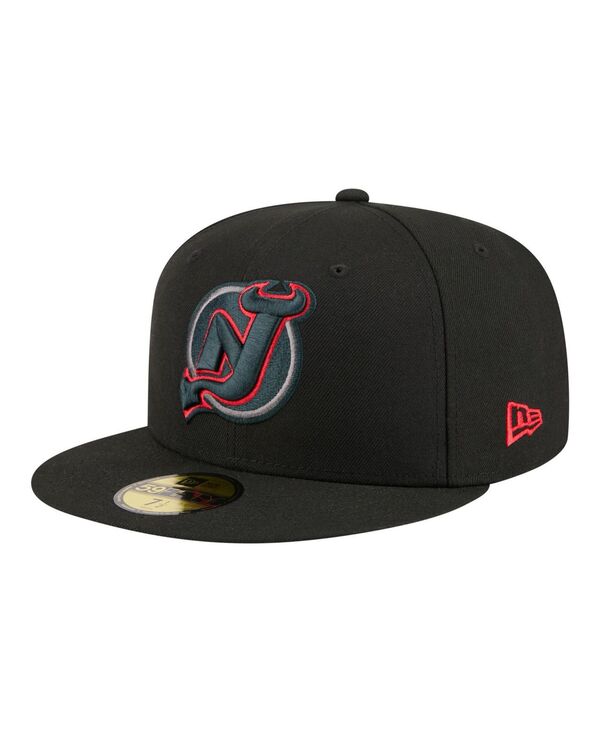 ニューエラ メンズ アクセサリー 帽子 ジャージー New Era Men's Black New Jersey Devils Color Pop 59FIFTY Fitted Hat Black ブラック|ReVida 店