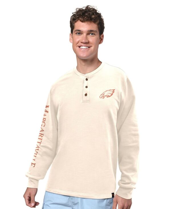 マルガリータビル メンズ トップス Tシャツ Margaritaville Men's Cream Philadelphia Eagles Five O'clock Henley Long Sleeve T-Shirt Cream クリーム|ReVida 店