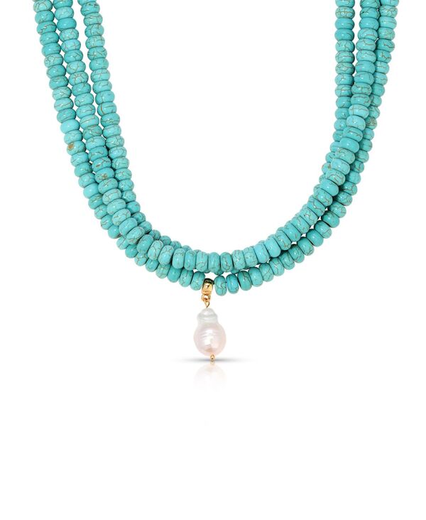 エティカ レディース アクセサリー ネックレス・チョーカー・ペンダントトップ レース ETTIKA Triple Strand Turquoise Statement Necklace with Cultivated Pearl Dangle Turquoise ターコイズ｜ReVida 店