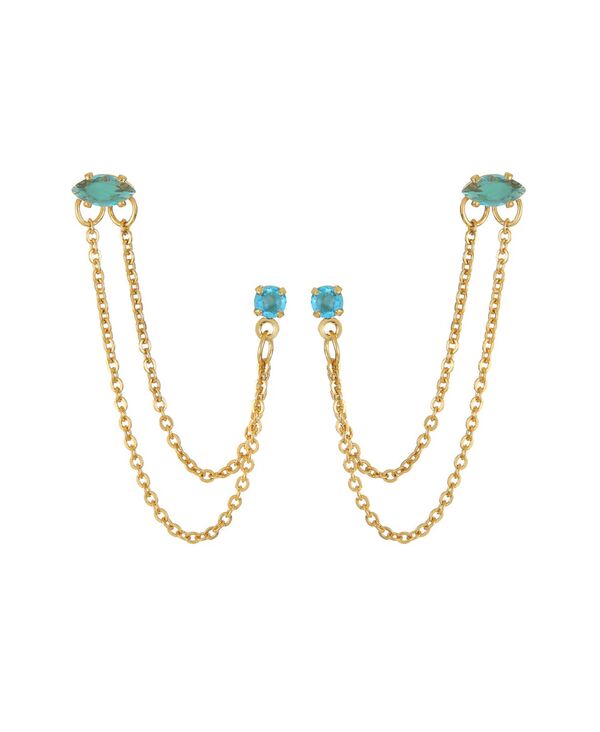 エティカ レディース アクセサリー ピアス・イヤリング ETTIKA 18K Gold Plated Brass Double Pierced Earrings Aqua アクア|ReVida 店