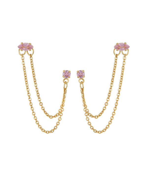 エティカ レディース アクセサリー ピアス・イヤリング ETTIKA 18K Gold Plated Brass Double Pierced Earrings Light Rose ゴールド｜ReVida 店