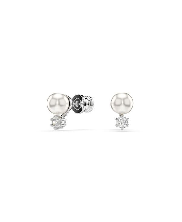 スワロフスキー レディース アクセサリー ピアス・イヤリング Swarovski Crystal Pearl Round Cut White Rhodium Plated Matrix Stud Earring silver シルバー|ReVida 店