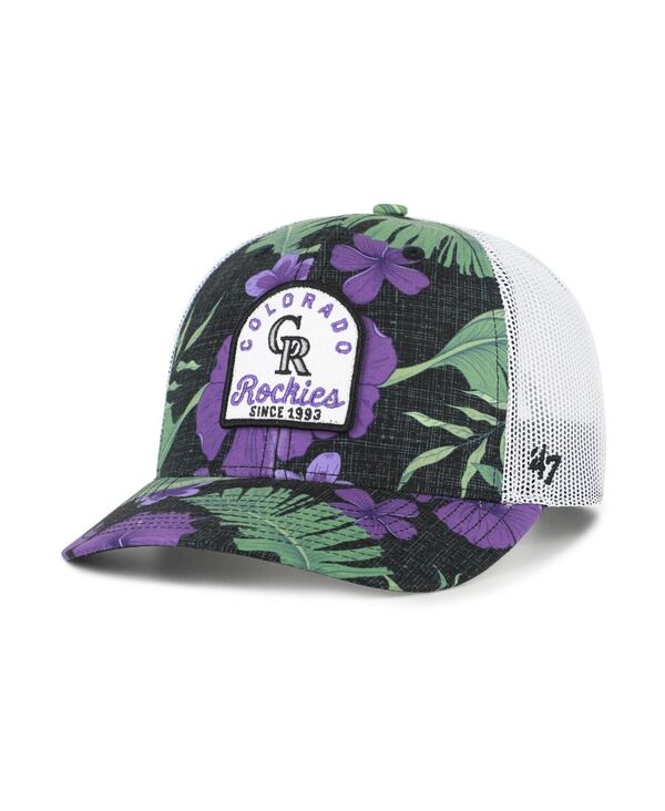 47 ブランド メンズ アクセサリー 帽子 '47 Brand Men's Black Colorado Rockies Beachside Adjustable Trucker Hat Black White ホワイト｜ReVida 店