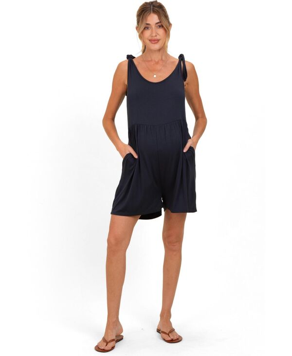 ピンクブラッシュ レディース ボトムス ハーフパンツ・ショーツ ロンパース Pinkblush Women's Blacknot Strap Romper Navy blue ネイビー｜ReVida 店