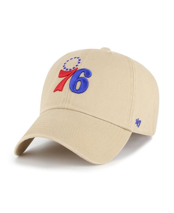 47 ブランド メンズ アクセサリー 帽子 ロゴ '47 Brand Men's Khaki Philadelphia 76ers Logo Clean Up Adjustable Hat Khaki カーキ｜ReVida 店