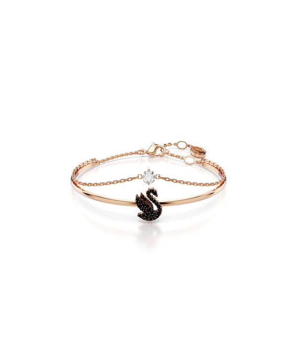スワロフスキー レディース アクセサリー ブレスレット・バングル・アンクレット Swarovski Swan Black Rose Gold-Tone Iconic Swan Bangle Bracelet Black ブラック｜ReVida 店