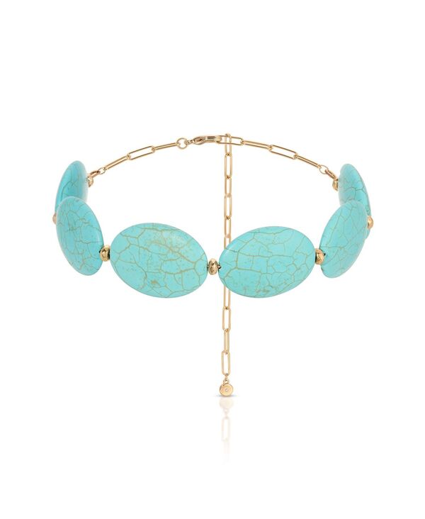 エティカ レディース アクセサリー ネックレス・チョーカー・ペンダントトップ ETTIKA Oval Turquoise Stonestatement Choker Turquoise ターコイズ｜ReVida 店