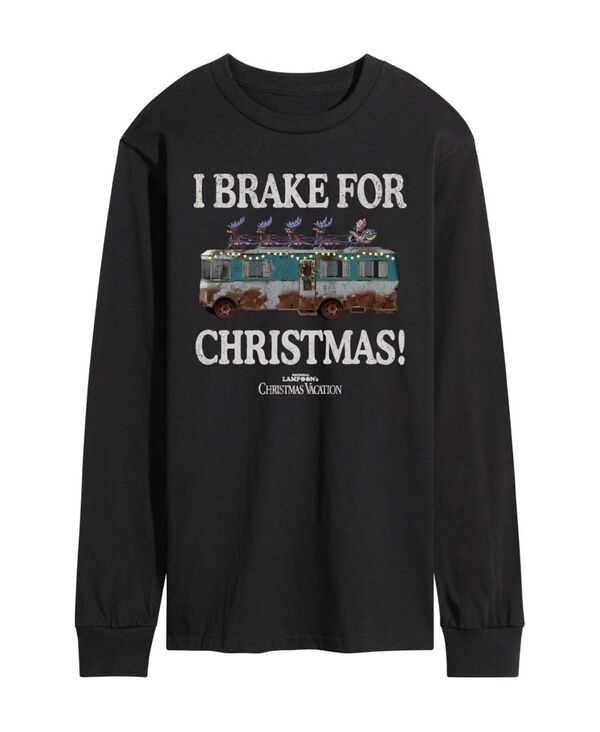エアウェーブス メンズ トップス Tシャツ 長袖 グラフィック AIRWAVES Men's I Brake For Christmas Long-Sleeve Graphic T-Shirt Black ブラック｜ReVida 店