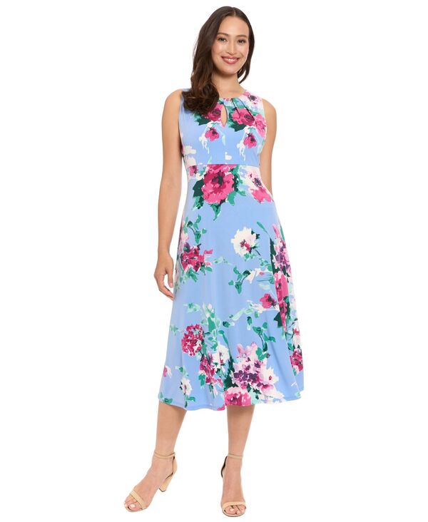 ロンドンタイムス レディース トップス ワンピース プチ ミディ ノースリーブ London Times Petite Sleeveless Keyhole Neck Midi Dressky/Pink ピンク｜ReVida 店