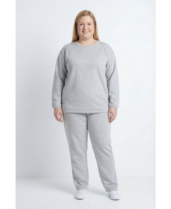 ウーマン ウィズイン レディース アウター パーカー・スウェット プラスサイズ シャツ フリース Woman Within Plusize Fleece Sweatshirt Set Heather grey グレー|ReVida 店
