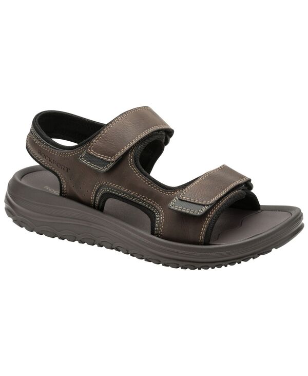 ロックポート メンズ シューズ スニーカー サンダル Rockport Men's Hutch Quarter Strap Sandals Dark Brown ブラウン|ReVida 店