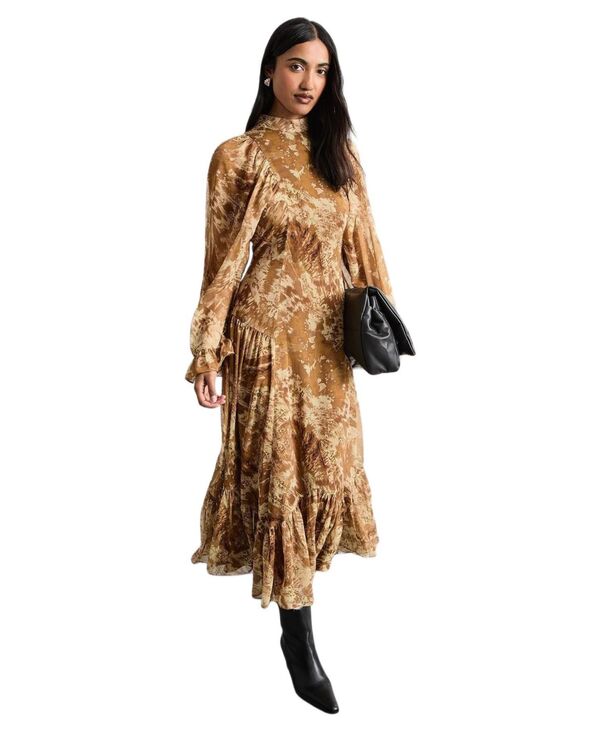 ウエアハウス レディース トップス ワンピース シフォン Warehouse Women's Romantichiffon Sleeve Midaxi Dress Neutral|ReVida 店