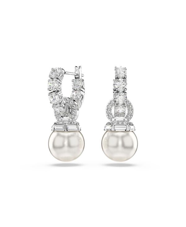 スワロフスキー レディース アクセサリー ピアス・イヤリング Swarovski Matrix Rhodium Plated Round Cut Drop Earrings White ホワイト｜ReVida 店