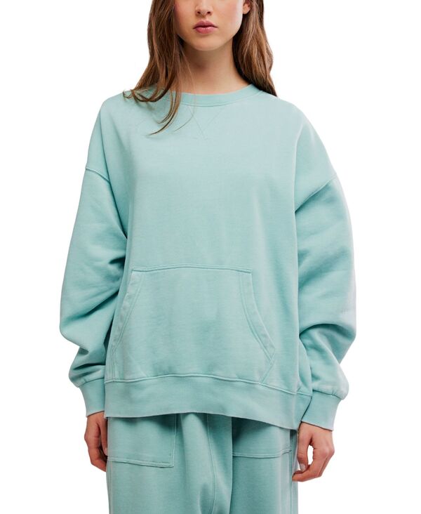 フリーピープル レディース アンダーウェア ナイトウェア スウェット シャツ ダウン Free People Women'slow It Down Pullover Sweatshirt Aqua アクア｜ReVida 店