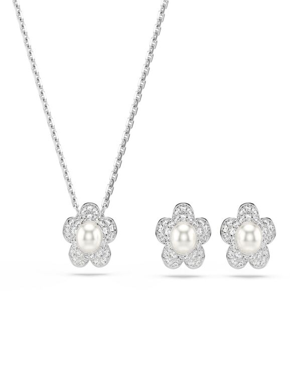 スワロフスキー レディース アクセサリー ネックレス・チョーカー・ペンダントトップ レース Swarovski Ariana Grande x Rhodium Plated Mother of Pear Flower Necklace and Earringset Silver シルバー|ReVida 店