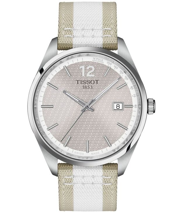 ティソット メンズ アクセサリー 腕時計 Tissot Men's Bicolor Beige & Whitextile Strap Watch 40mm Gray グレー|ReVida 店
