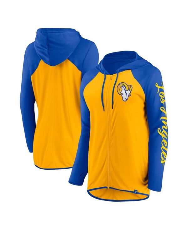 ファナティクス レディース アウター パーカー・スウェット Fanatics Women's Gold/Royalos Angeles Ramscript Full-Zip Hoodie Gold Royal ゴールド|ReVida 店