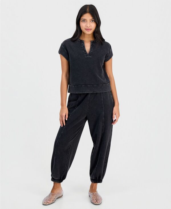 アンドノウディス レディース ボトムス カジュアルパンツ プチ パイル And Now This Petite French Terry Balloon-Leg Pants Black ブラック｜ReVida 店