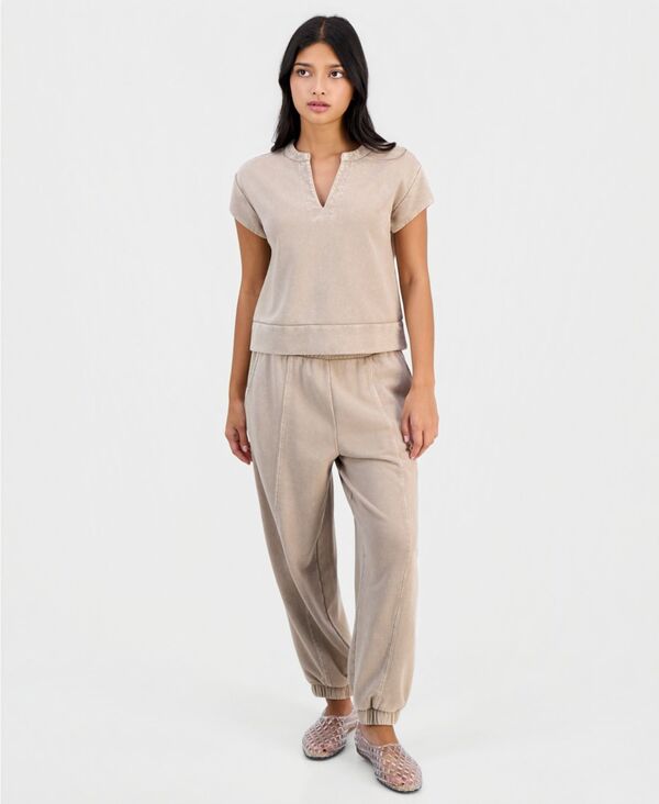 アンドノウディス レディース ボトムス カジュアルパンツ プチ パイル And Now This Petite French Terry Balloon-Leg Pantsimply Taupe トープ｜ReVida 店