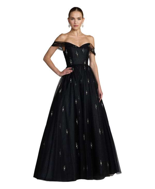 マックダガル レディース トップス ワンピース Mac Duggal Women's Pearl Embellished Off The Shoulder Ball Gown Black ブラック｜ReVida 店 96,140円