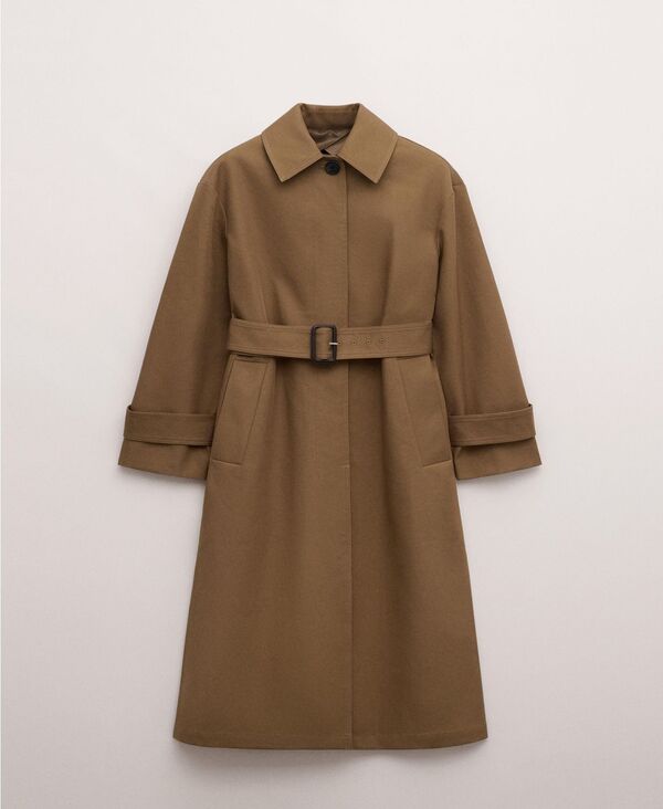 マンゴ レディース アウター コート コットン MANGO Women'selection Cotton with Beltrench Coat Medium Brown ブラウン｜ReVida 店