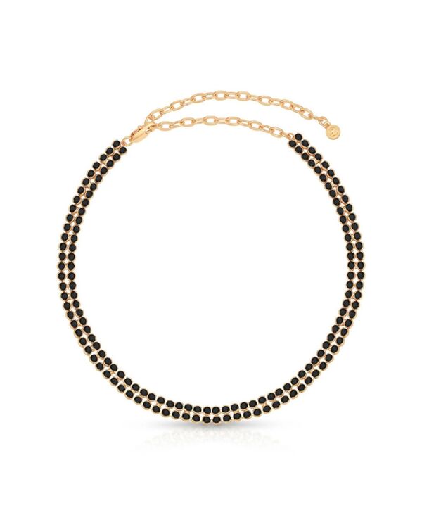 エティカ レディース アクセサリー ネックレス・チョーカー・ペンダントトップ レース ETTIKA Two Rows of Crystal Sparkle Choker Necklace Gold/Black ブラック|ReVida 店