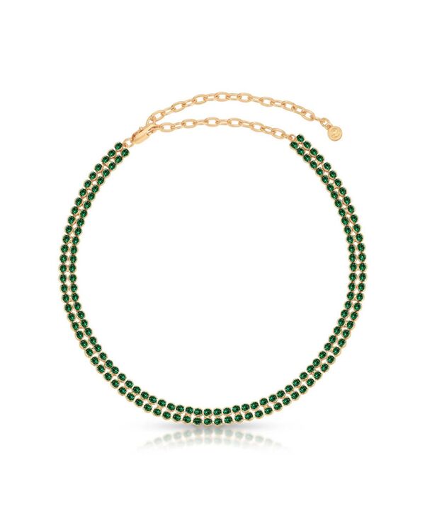 エティカ レディース アクセサリー ネックレス・チョーカー・ペンダントトップ レース ETTIKA Two Rows of Crystal Sparkle Choker Necklace Gold/Green グリーン|ReVida 店