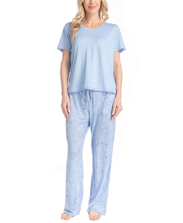 ムクルクス レディース ボトムス カジュアルパンツ アンクル MUK LUKS Women's Artistic Garden Round Neck Top and Ankle Pants Blue/Blue Toile ブルー｜ReVida 店 10,860円