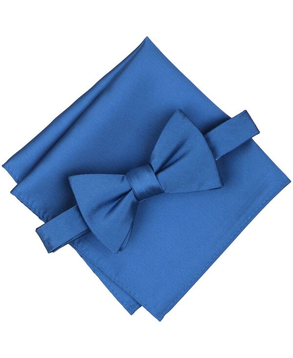 アルファニ メンズ アクセサリー ネクタイ Alfani Men's Textu red Bow Tie and Pocket Square Set Medium Blue ブルー｜ReVida 店