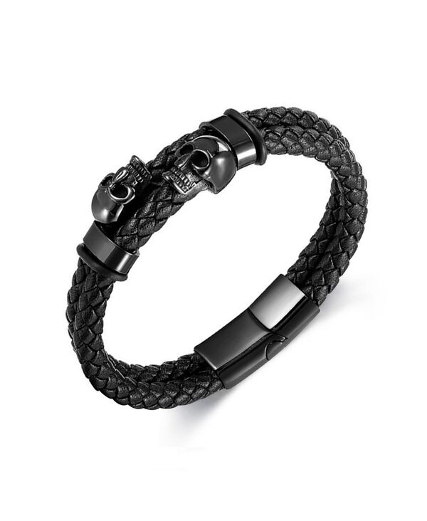 ローナ サットン メンズ アクセサリー ブレスレット・バングル・アンクレット Tシャツ レザー Rhona Sutton Black Reaper Leather Stainlessteel Bracelet Black ブラック|ReVida 店