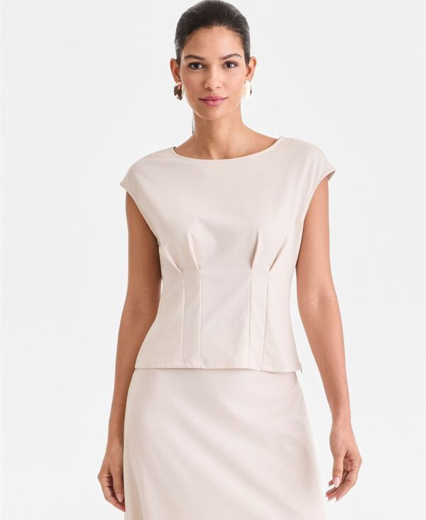 アイ.エヌ.シー インターナショナル コンセプト レディース トップス シャツ キャップ ニット I.N.C. International Concepts Women's Cap Sleeve Ponte Knitop Soft Cream クリーム|ReVida 店