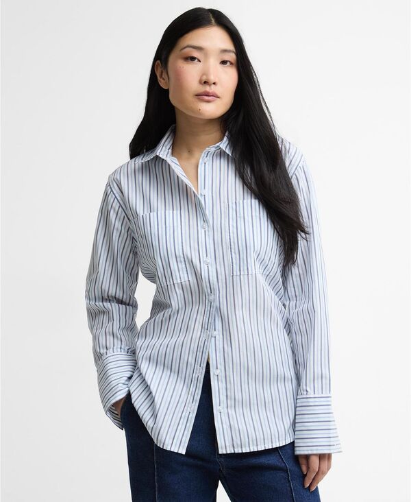 バブアー レディース トップス シャツ Barbour Women's Fawley Shirt Celestial Blue/folkstone Stripe ブルー|ReVida 店