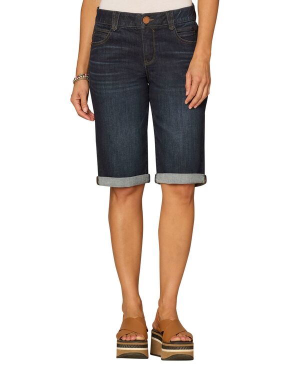 デモクラシー レディース ボトムス ハーフパンツ・ショーツ プチ ショートパンツ Democracy Petite "Ab"solution Mid-Rise Bermuda Shorts Dark Indigo インディゴ|ReVida 店