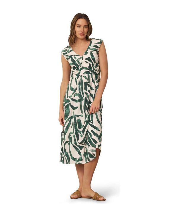ケーブルアンドゲージ レディース トップス ワンピース プリント ミディ Cable & Gauge Women'shir red Printed Midi Dress Aztec lines green グリーン|ReVida 店