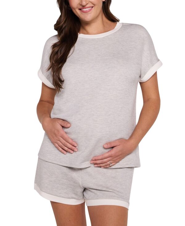 マザーフッドマタニティー レディース トップス シャツ リラックスフィット キャップ Motherhood Maternity Women's Cap Sleeve Relaxed Fitop Heather grey グレー｜ReVida 店