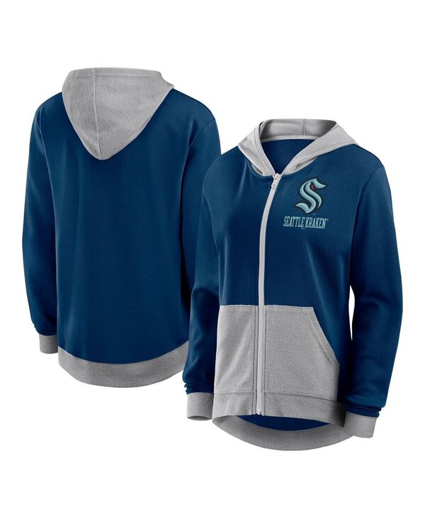 ロゴアスレチック レディース アウター パーカー・スウェット パイル Logo Athletic Women\'s Deep Sea Blue Seattle Kraken Hit French Terry Full-Zip Hoodie Navy ネイビー|ReVida 店