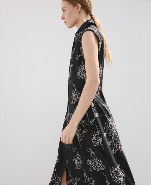 マンゴ レディース トップス シャツ フラワー柄 刺繍 フラワー MANGO Women's Embroide red Floral Shirtdress Black ブラック｜ReVida 店