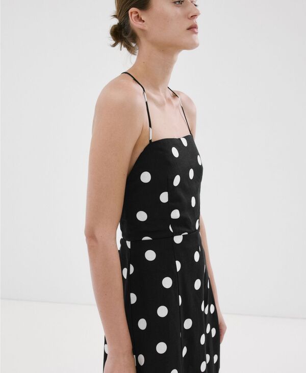 マンゴ レディース トップス ワンピース ドット柄 ドット MANGO Women's Lyocell Polka Dot Dress Black ブラック｜ReVida 店