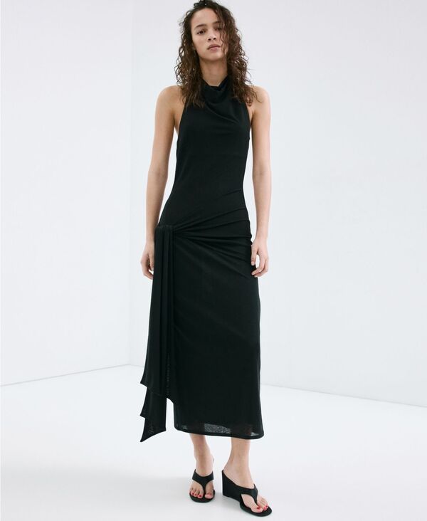マンゴ レディース トップス ワンピース ホルター MANGO Women's Bow Halter Dress Black ブラック|ReVida 店