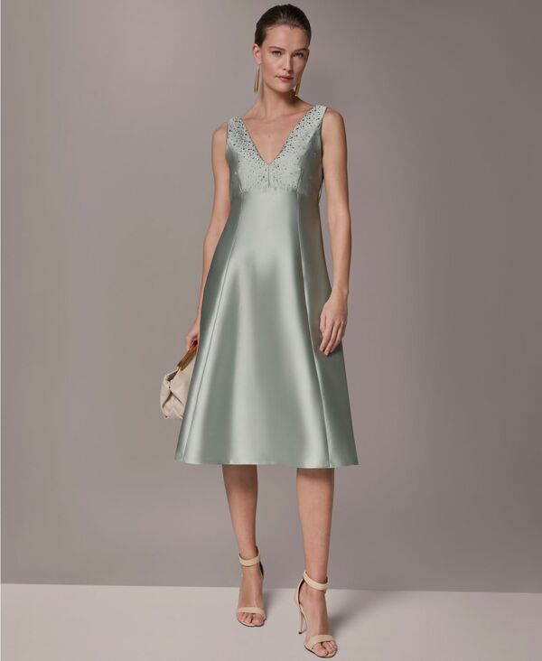 ダナ キャラン ニューヨーク レディース トップス ワンピース A ライン ミディ Donna Karanew York Women's A-Line Midi Dress withot Fix Detail Blue forst ブルー|ReVida 店