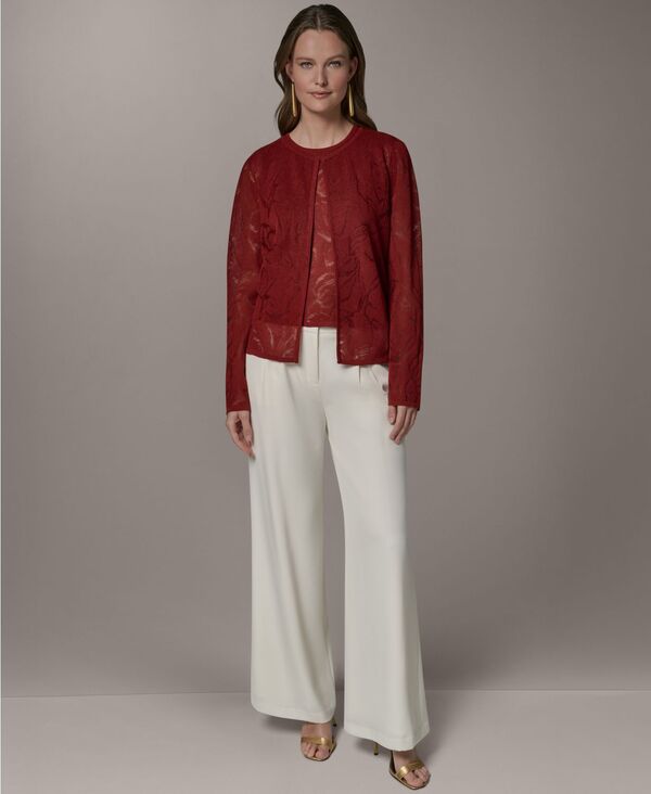 ダナ キャラン ニューヨーク レディース アウター ニット・セーター クルーネック カーディガン Donna Karanew York Women's Crewneck Novelty Cardigan Sunbaked｜ReVida 店