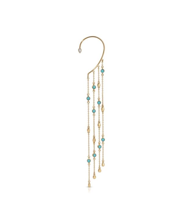 エティカ レディース アクセサリー ピアス・イヤリング ETTIKA Linear Chainstatement Ear Cuff Turquoise/Gold ターコイズ｜ReVida 店