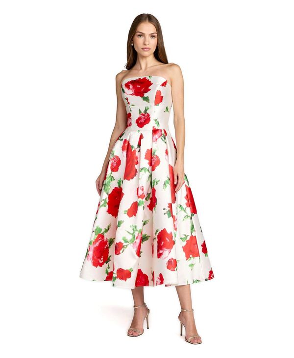 マックダガル レディース トップス ワンピース A ライン フラワー柄 プリント ミディ ストラップレス フラワー Mac Duggal Women'strapless Floral Print A-Line Midi Dress Rose multi マルチカラー｜ReVida 店