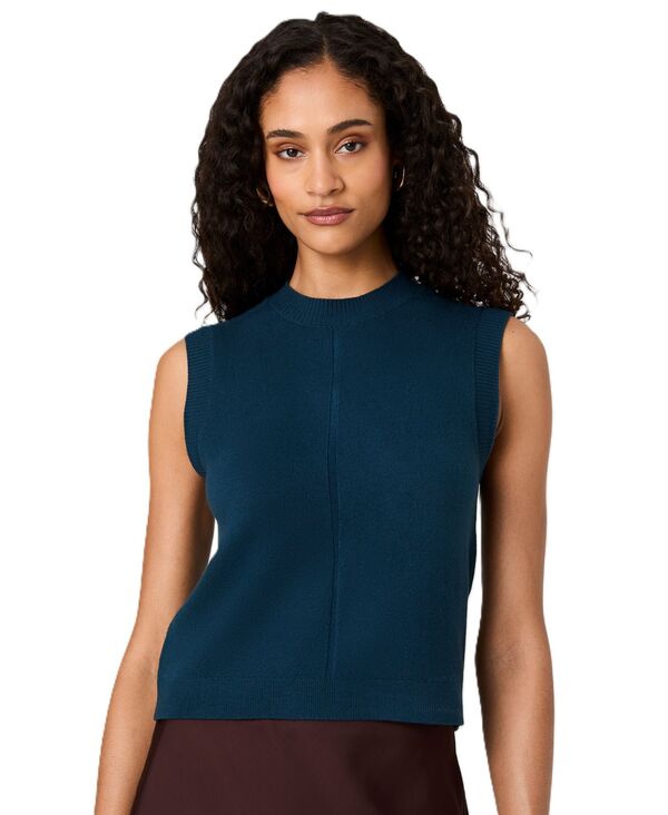フレンチコネクション レディース トップス シャツ ノースリーブ ニット French Connection Women's Babysoft Vertical Tick Sleeveless Knitop Deep Teal ティール｜ReVida 店